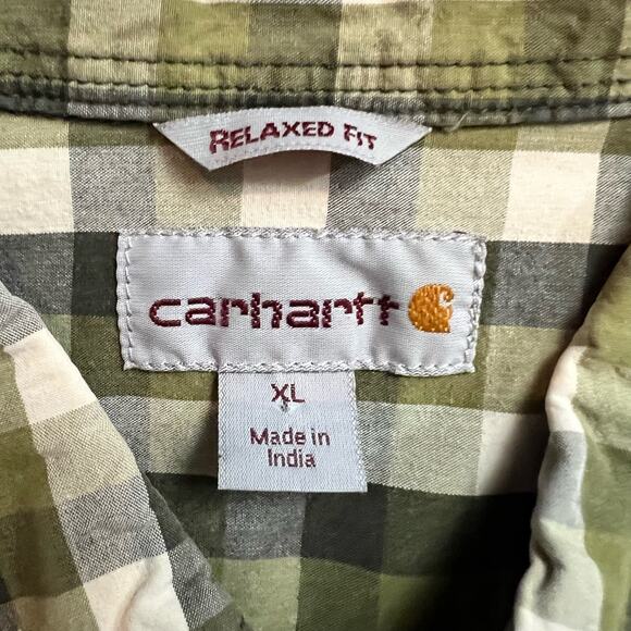 Carhartt Shirt Mens XL Plaid Button Down Relaxed Fit 103005 Green Work - Picture 4 of 7